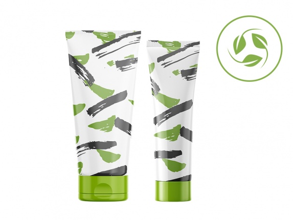 PP Tube recyclefähig  mit grün weißem Muster 