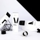 High-quality folding box packaging in black and white for detergents