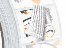 Booklet labels for round containers - with grip tab