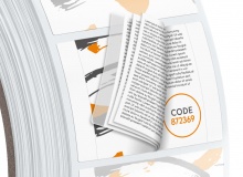 Booklet labels for flat and round containers with codes