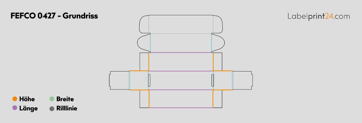 Informationsgrafik zu FEFCO 0427 - Grundriss / Aufbau