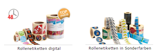 Rollenetiketten Rollenetiketten digital + sonderfarben