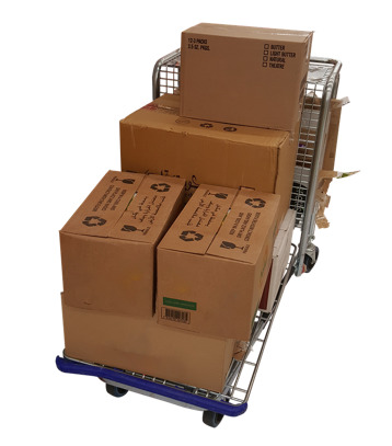 Cartons sur chariot